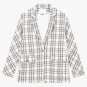 Maje Jianey Tweed Mini Skirt Suit With Jacket Cream Pink Blue Black